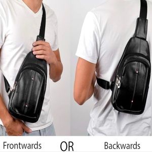 WESTEND Crossbody Leather Sling Bag with Adjustable Strap-Travel Small Daypack